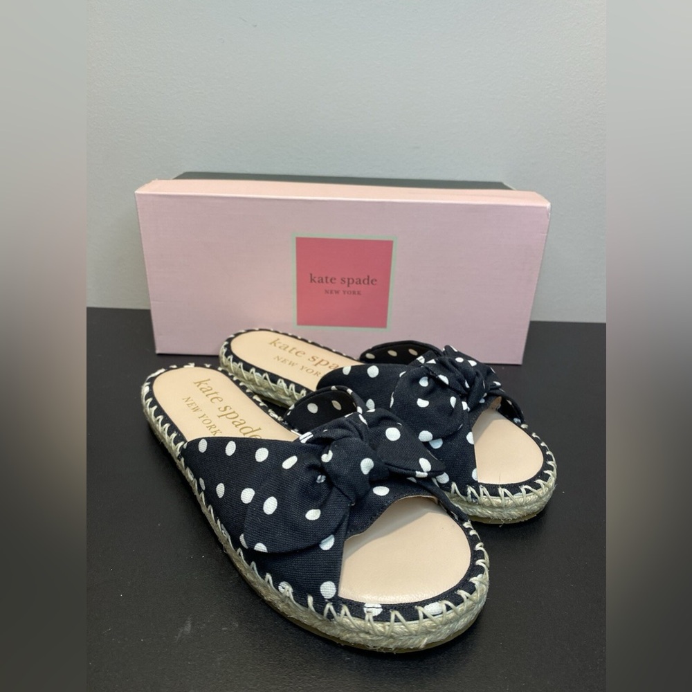 kate spade new york Women's Saltie Shore Sandals Black French Cream 6B New